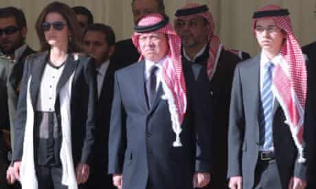 King Abdullah II of Jordan at the funeral for Captain Sharif Ali bin Zeid