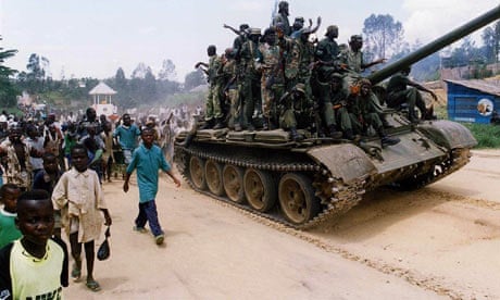 Ugandan soldiers pull out of the Democratic Republic of the Congo in April 2003