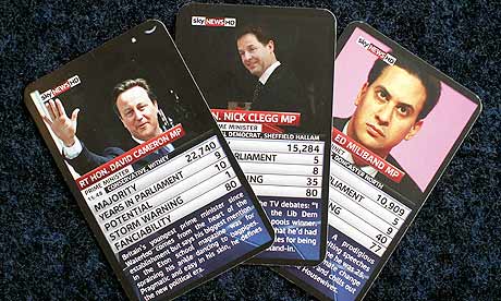 David Cameron, Nick Clegg and Ed Miliband featured on Politico Top Trumps cards