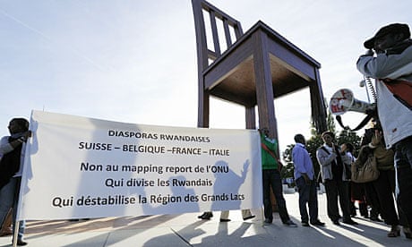 Rwandans demonstrate outside UN offices in Geneva against Mapping Exercise publication 