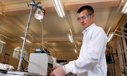Student in a chemistry laboratory at Imperial College London