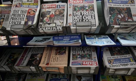 Newspapers headlining the rescue of Chilean trapped miners 