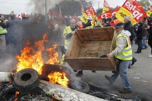 France Strikes: Workers of Total and the SFDM Society, and SNCF railway workers
