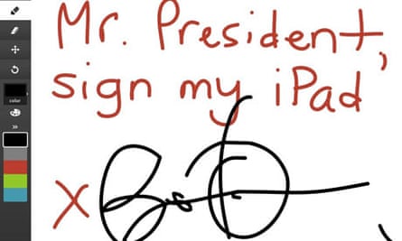 Barack Obama's signature on iPad