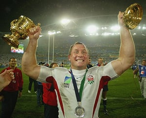 2003 RWC winners: Richard Hill celebrates after the 2003 Rugby World Cup Final 