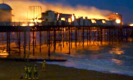 Hastings pier in flames