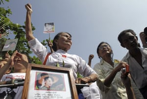 Suu Kyi Release: Supporters of Aung San Suu Kyi chant in Yangon
