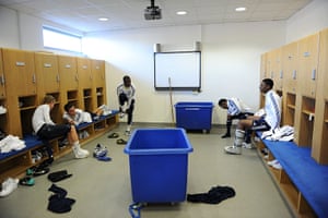 Chelsea Academy: Chelsea FC Academy youngsters chat in the dressing room