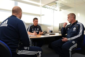 Chelsea Academy: Chelsea Academy manager Neil Bath chats with members of his staff