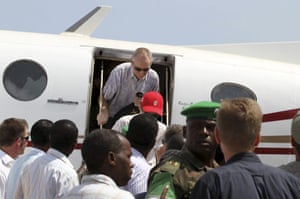 Somali Pirates: British hostage Paul Chandler disembarks from a plane after his release