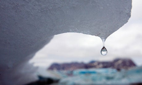 An ice cap melting