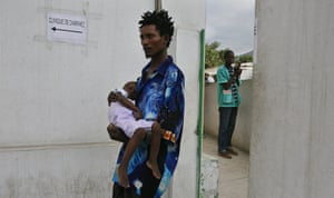 Haiti Cholera: A child with cholera symptoms at general hospital in Port-au-Prince