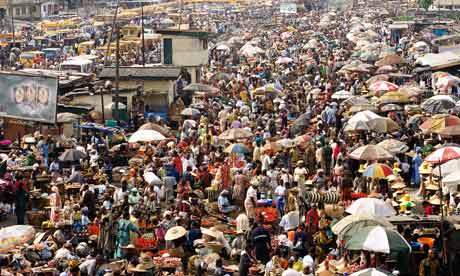 Crowded Oshodi Market in Nigeria