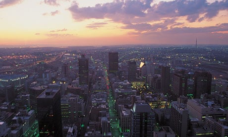 Aerial View of Johannesburg, South Africa at Twilight