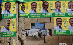 Haiti Elections: Wall of the Petionville camp, in Port au Prince, Haiti