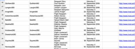 Picture of spreadsheet