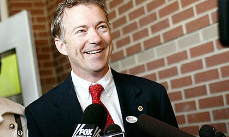 Rand Paul talks to reporters after casting his vote in the 2010 US midterms 