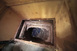 Tunnel Drug Smuggling: The entrance to a long tunnel is seen near the Mexican border