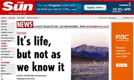 Sun headline, arsenic bacteria story