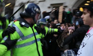 Police and tuition fees protesters on 9 December 2010.