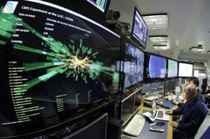 2010 year in science: A graphic showing a collision at full power at the CMS experience, CERN 
