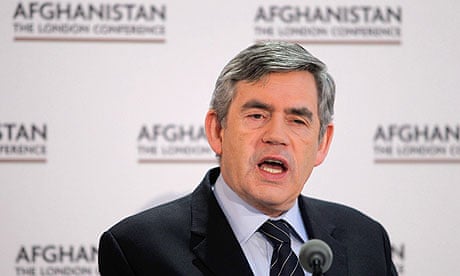 Gordon Brown at the opening session of the Afghanistan conference at Lancaster House 