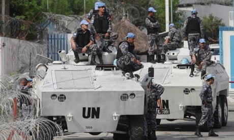 UN forces on patrol in Abidjan, Ivory Coast 21/12/10