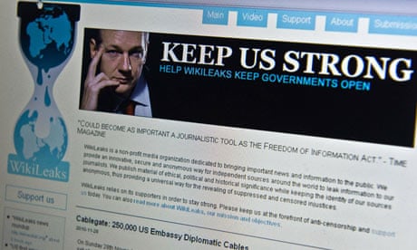 View of the WikiLeaks homepage