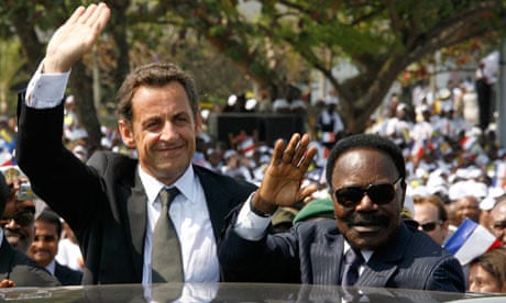 Gabon's President Omar Bongo and France's President Nicolas Sarkozy in Libreville, July 2007