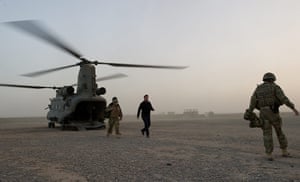 Cameron in Afghanistan 1: David Cameron arrives at the Helmand Police Training Centre in Afghanistan