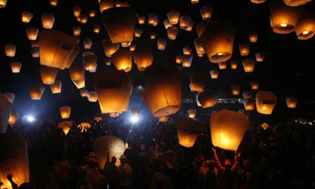 Viral video: Thousands of paper lanterns float into the night sky