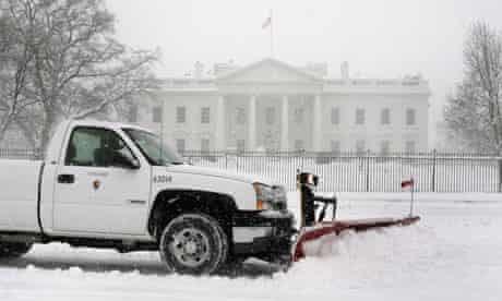 Snow plow in front of the White House