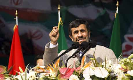 President Mahmoud Ahmadinejad at a rally to mark the 31st anniversary of the revolution