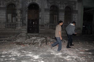 Debris in Santiago after an earthquake hit Chile