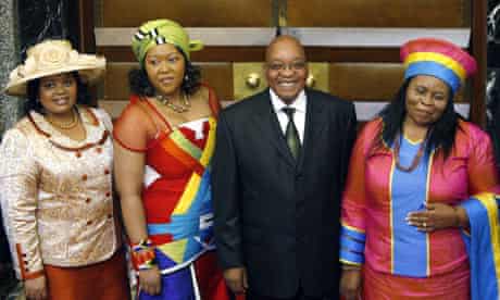 South African president Jacob Zuma with his three wives.