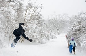 Washington in the snow: Mason Calhoun snowboards in Rock Creek Park
