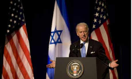 US vice-president Joe Biden speaking at Tel Aviv University