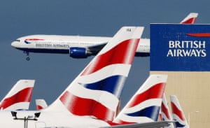 ba strike day 2: British Airways passenger jet flys over Heathrow 