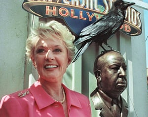 Blonde Crazy: Tippi Hedren stands next to the bust of the late director Alfred Hitchcock