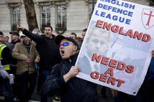 Geert Wilders in London: Demonstration by the English Defence League (EDL)
