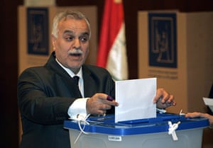 Elections in Iraq: Vice president Tariq al-Hashemi casts his vote
