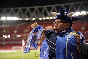 Arsenal v Porto: A Porto fan with a horn