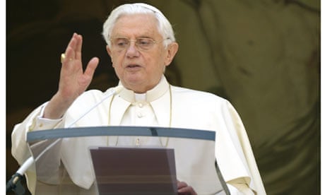 Pope Benedict XVI blesses during Sunday Angelus prayer at his residence of Castelgandolfo