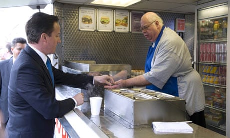 David Cameron buying a cup of tea