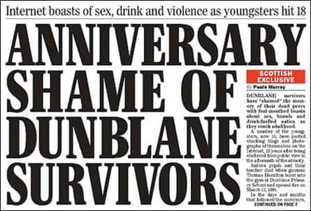 Scottish Sunday Express front page about Dunblane survivors