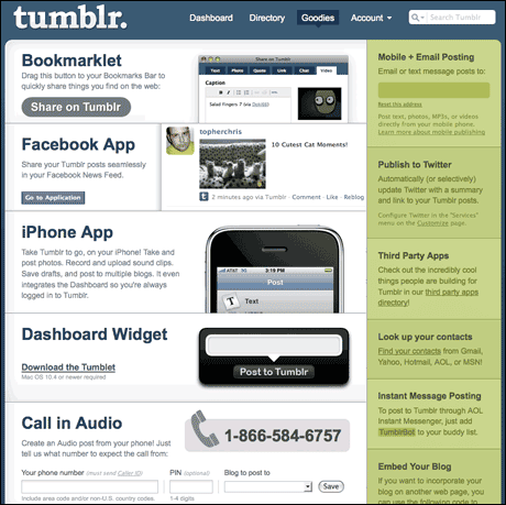 Screenshot of the Tumblr dashboard