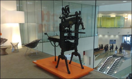 An ornate printing press in the lobby of The Guardian's Kings Place offices