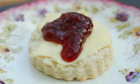 Scone with butter and jam