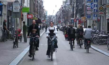 A Dutch family rides two abreast  