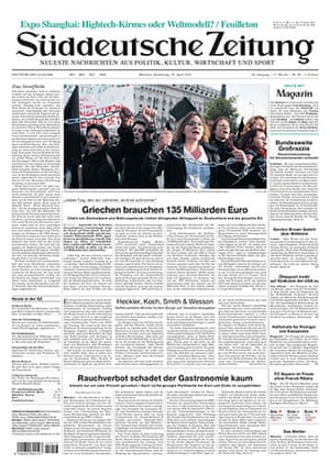 German front pages: Front pages of German newspapers Thursday 29th April 2010 about Greece debt